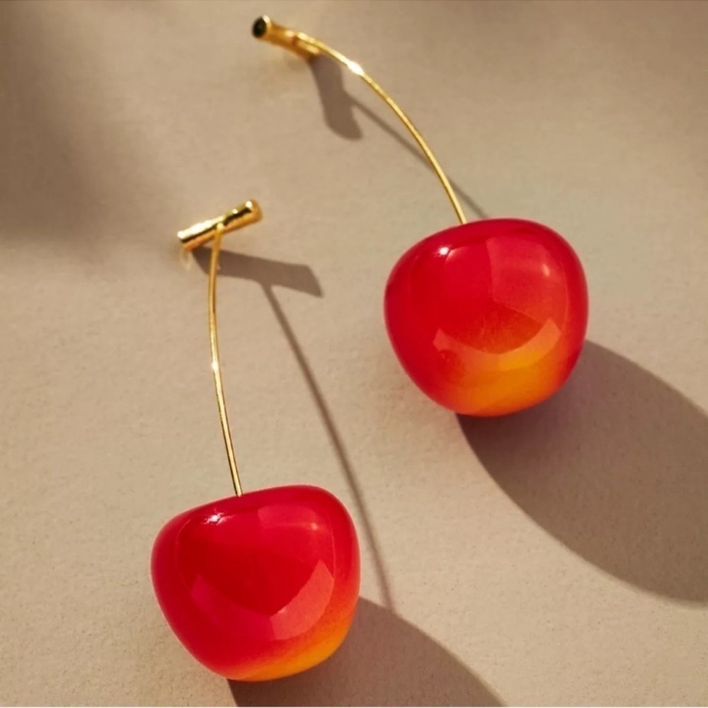 Cherry Drop Earrings in Peach - Picture 3 of 3